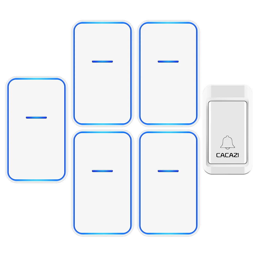 

CACAZI Self Powered Wireless Doorbell No Battery Required Waterproof Smart Home Doorbell 1 Button 5 Receiver Ringbell Timbre