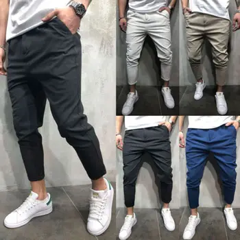 

Brand Men Pants Hip Hop Harem Pants Male Trousers Mens Solid Shrink Ankle Pants Sweatpants M-4XL 2020
