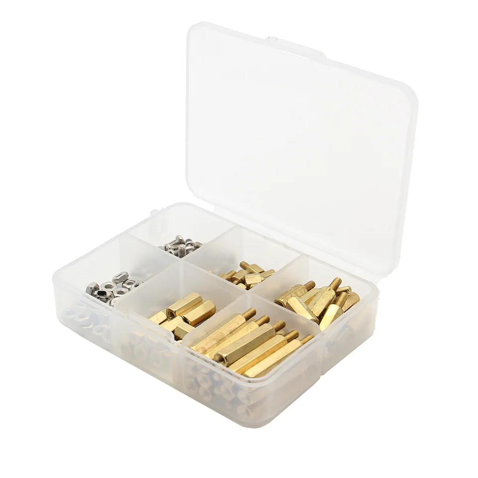 Electronics Hardware Kit MECCANIXITY 120-Piece M3 Brass Standoff Kit - Hex Male-Female Spacers With Screws & Nuts Raspberry Pi Standoffs