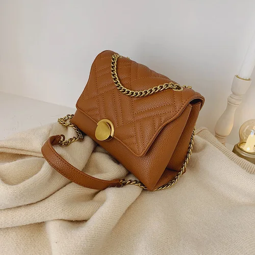 brown iVog New Arrival Everyday Ladies Small Chain Messenger Shoulder Handbag gg Fashion Hand Bags for Women - Цвет: brown