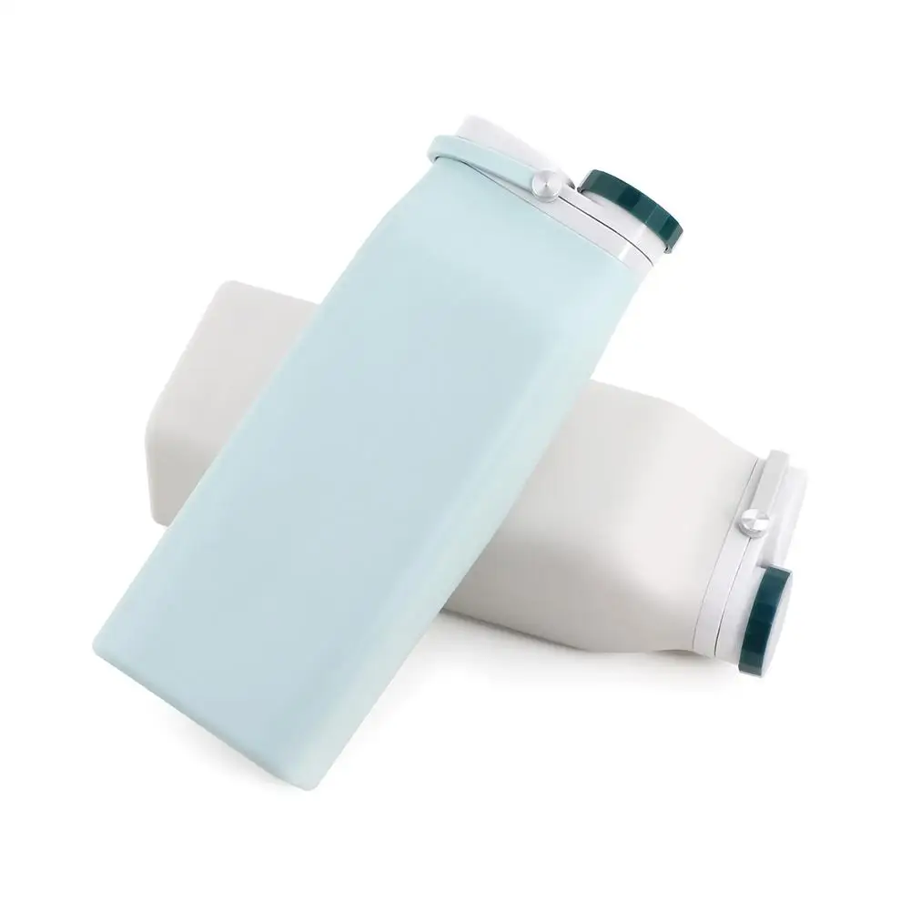 600ML Portable Milk Bottle with Lid Collapsible Drinking Water Bottle Large Capacity Outdoor Silicone Folding Water Bottle