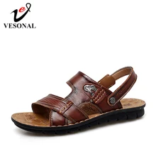 VESONAL; коллекция года; Летняя обувь ручной работы из высококачественной натуральной кожи; мужские сандалии; Классические мягкие пляжные сандалии для мужчин; сандалии без задника