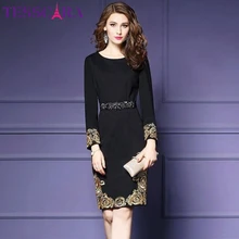 TESSCARA осень и зима женское роскошное платье с вышивкой женское элегантное офисное платье карандаш роковой Ретро винтажный дизайнерский Vestidos