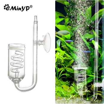 CO2 디퓨저 수족관 유리 나선형 이산화탄소 분무기 디퓨저, 수족관 심은 물고기 탱크 액세서리용 흡입 컵 포함