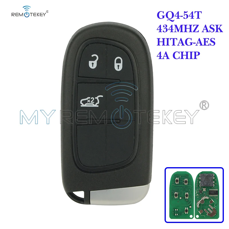 Remtekey Smart Key For Dodge Chrysler Jeep Cherokee 2014 2015 2016 2017 3 Buttons Keyless Entry 434MHz GQ4-54T 4A Chip