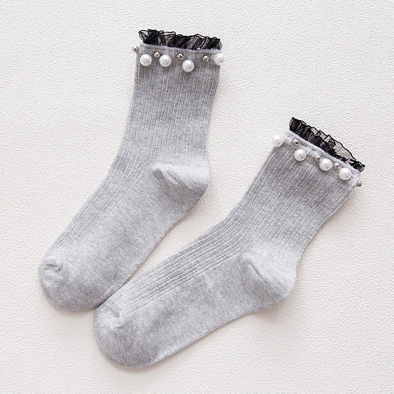 Socks Women Girl Ankle Socks Korean Style Cotton Causal High Quality Fashion 2020 Spring Kawaii Cute Girl Lady Pearl Socks