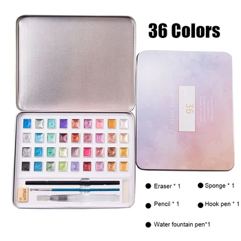 

Metallic Watercolor Set 36 Colors Pearlescent Solid Watercolor Pigment Set JS22