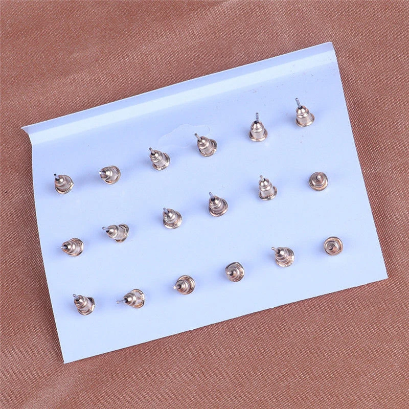 12/ 9 Pairs/Set Women’s Pearl Flower Crystal Studs Earrings Girls Elegant Rose Flower Heart Ear Jewelry Gift