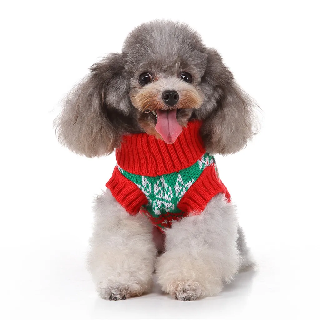 Свитер для собак на осень и зиму, теплый вязаный жилет для домашних животных, кошек, собак, Рождественский жилет, свитер, зимняя теплая одежда, платье, одежда