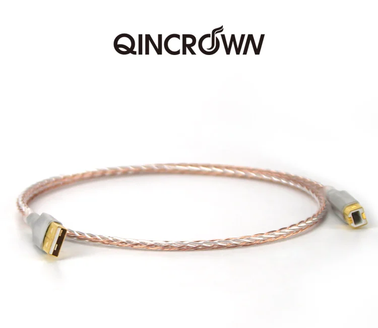 QINCROWN однокристаллический медный посеребренный декодер DAC HIFI линия передачи данных fever USB кабель A-B с квадратным ртом
