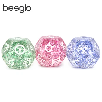 

Glitter 12 Sided Dice for Astrology Tarot Constellation Divination 3pcs/set
