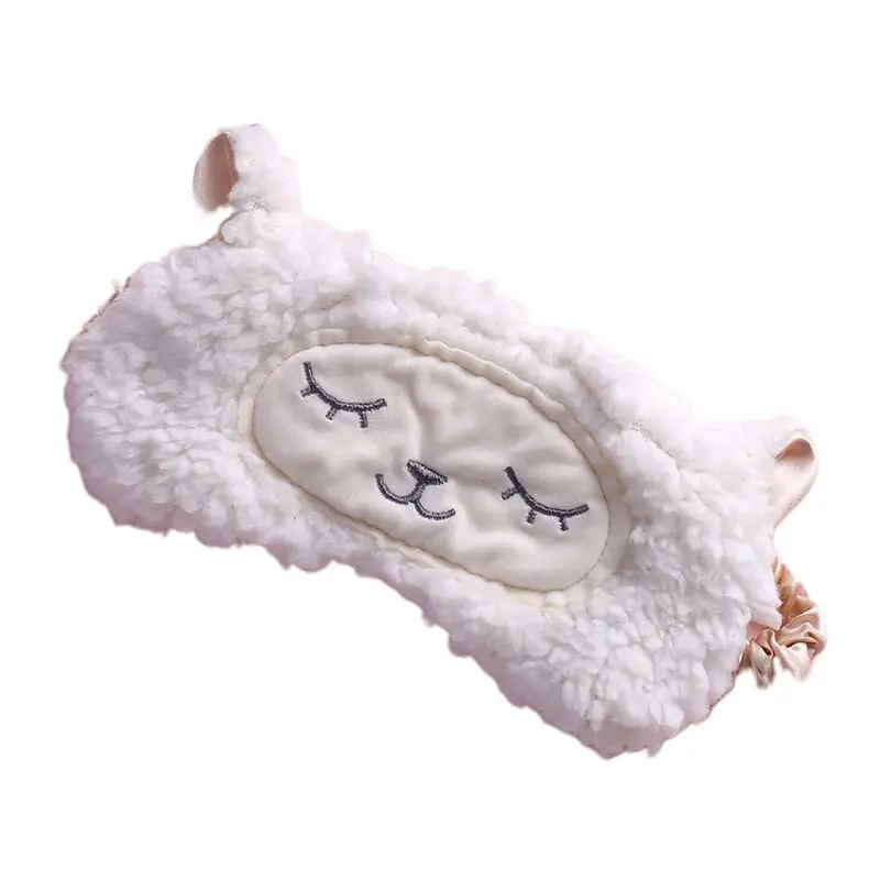 

Women Girls Cute Cartoon Sheep Lambs Embroidery Patch Eye Mask Plush Blindfold