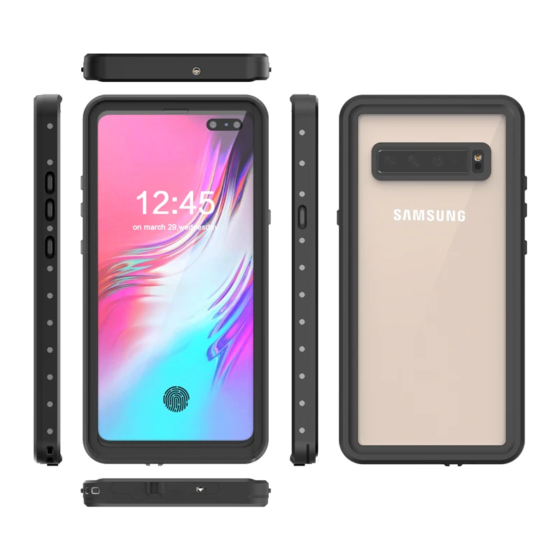 IP68 Водонепроницаемый защитный чехол для samsung Galaxy S10 5G прозрачный пылезащитный чехол для samsung S10 5G противоударный чехол - Цвет: Черный