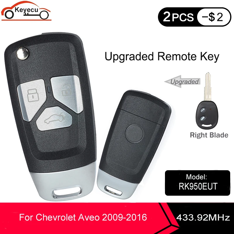 KEYECU 433 МГц ID48 чип P/N:CE 0678 модель: rk950другие обновленные флип-Стропы для Chevrolet Aveo 2009-16