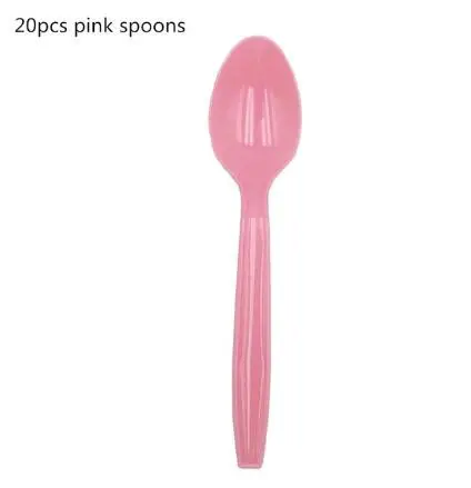 pink spoons Вечерние столовые приборы это мальчик девочка Салфетка под тарелку кружку баннер День Рождения Декор детский душ Дети Пол раскрыть вечерние принадлежности - Цвет: pink spoons