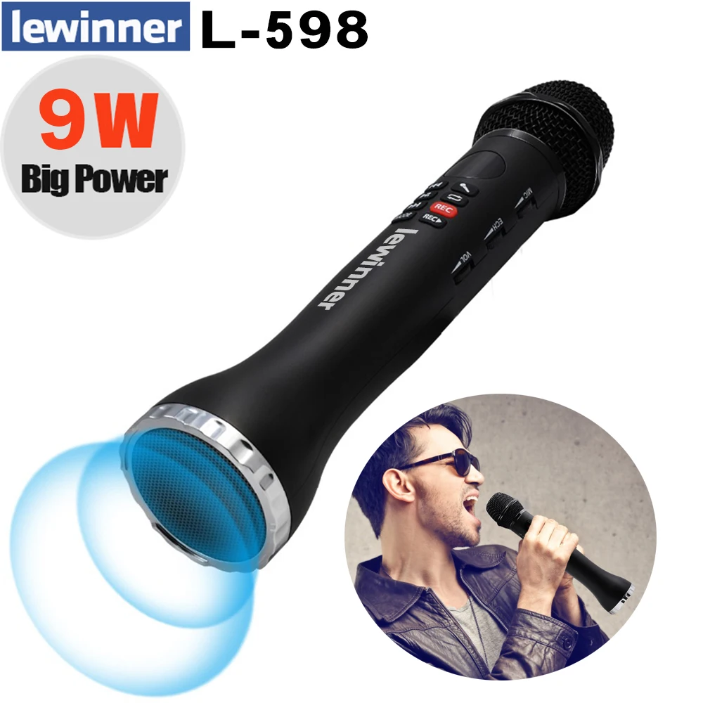 Профессиональный караоке-микрофон Lewinner L598, портативный Bluetooth-микрофон, беспроводной Динамический микрофон для телефона