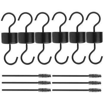 

6 Packs of bird Feeder Accessory Hooks for Outdoor Use, Feeder Hooks with 6 Cleaning Brushes (Black)