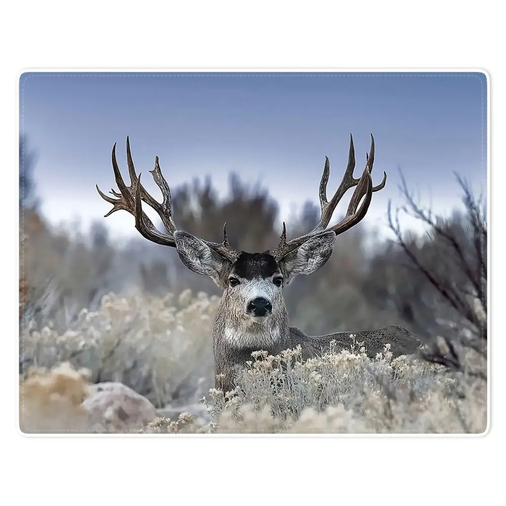 

HommomH Blanket Soft Comfort lightweight well made Nap Sofa Bed Travel Warm Plush ThrowGrey Elk Looking Into The Distance