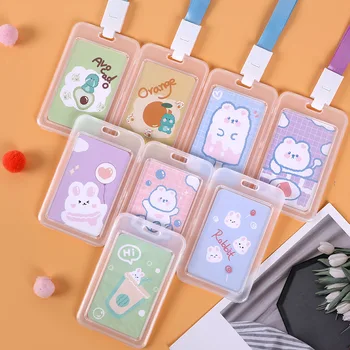 

24pcs/lot Cartoon Bear Dinosaur Card Holder Cute Keyring Bank Card ID Bus Card holders With Lanyard Stationery gift Badge Holder