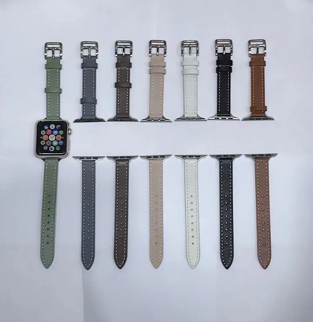 

Leather strap for Apple watch 6 5 4 SE 44mm 40mm Slim style Smart watch replacement accessories for iWatch 3 2 1 42mm 38mm band