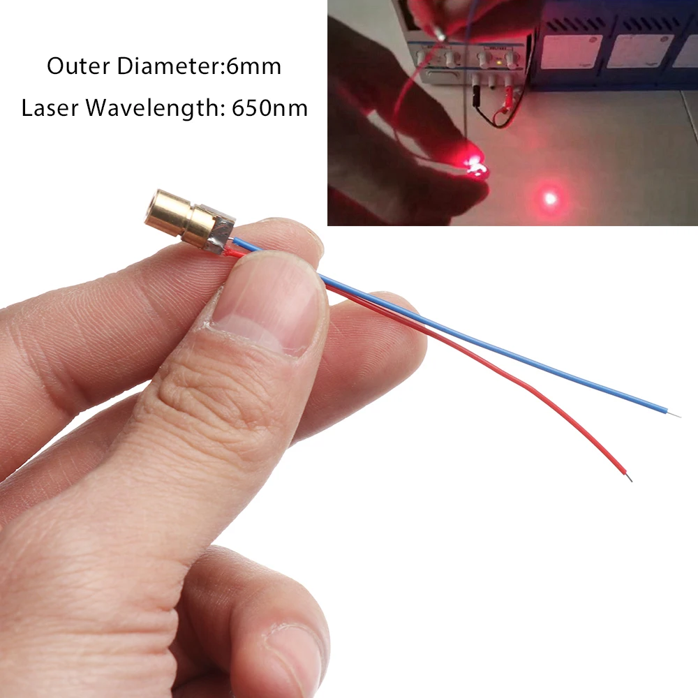 Adjustable Laser Dot Cross Diode Module 1/3/5/10Pcs 650nm 6mm 3/5V 5 Million Laser Diode Watt Mini Red Copper Head laser head