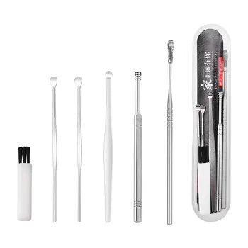 

6pcs/set Ear Wax Pickers set Household Stainless Steel Ear Picks Spiral Ear Picks Ear Picking Tools Ear Clean Tool