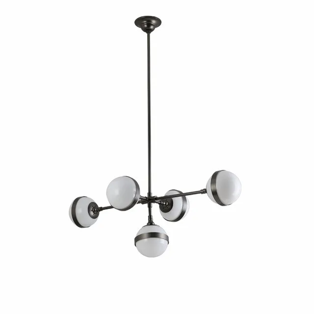 American Loft RH Retro Metal Round Led E14 Chandelier Lustre Luminaria for Living Room Glass Shades Pendant Chandelier Lighting - Цвет корпуса: 5 lights L92cm