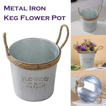 

Vintage Metal Iron Keg Flower Pot Hanging Balcony Garden Plant Planter Decoration Pot maceteros decorativos