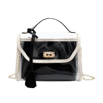 

Women's Bag 2020 Versatile Transparent Shoulder Bag Contrast Color Small Square Handbag Female Diagonal Simple Crossbody Bags
