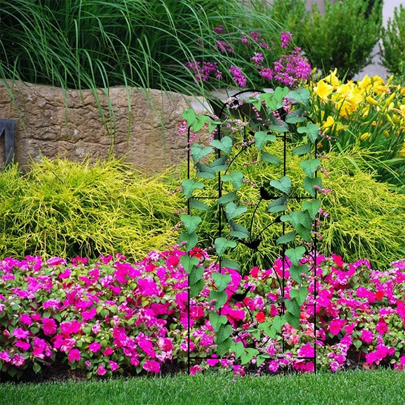Garden Trellis for Vines Climbing Plants Black Metal Wire Lattice Grid Panels for Cucumber Vegetables Clematis Support