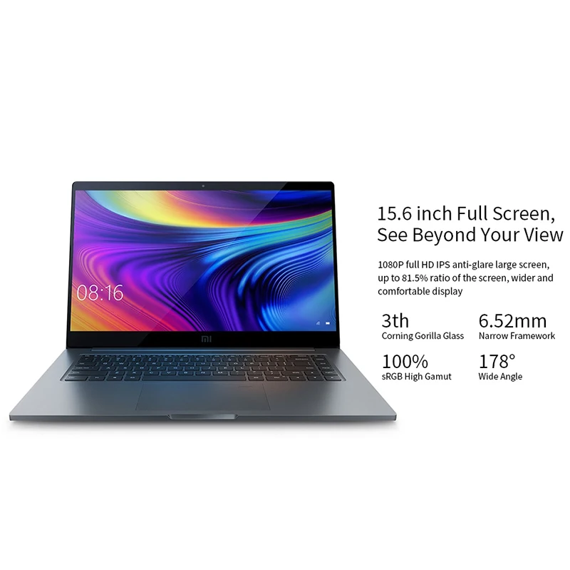 Xiaomi Mi Laptop Pro 15.6 inch Fingerprint Sensor Intel Core i7-10510U NVIDIA GeForce MX250 16GB RAM 1TB SSD 100% sRGB Notebook