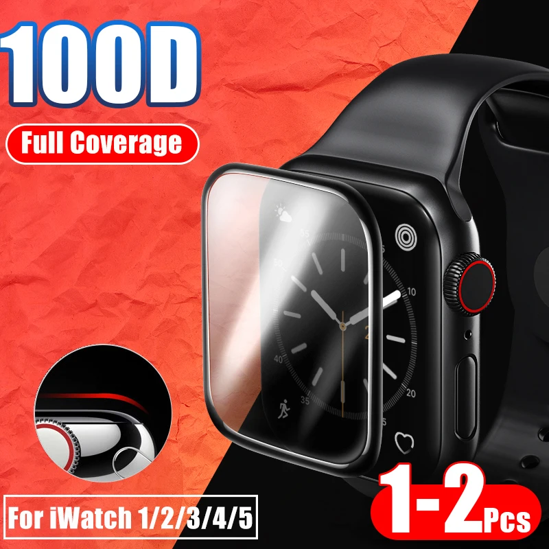 Изогнутое закаленное стекло 20D с полным покрытием для Apple Watch 1 2 3 4 Защита экрана