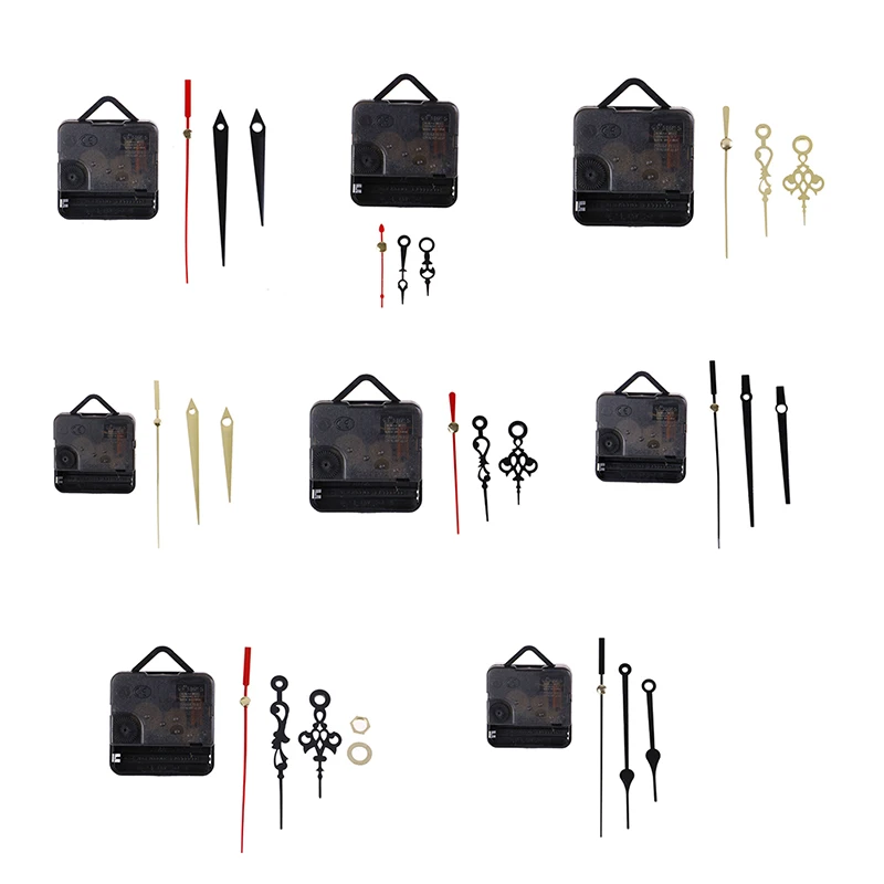 1 Set DIY Silent Wall Clock Quartz Needle Movement Black and Red Hands Replacement Part Repair Kit Tool Set Clock Mechanism