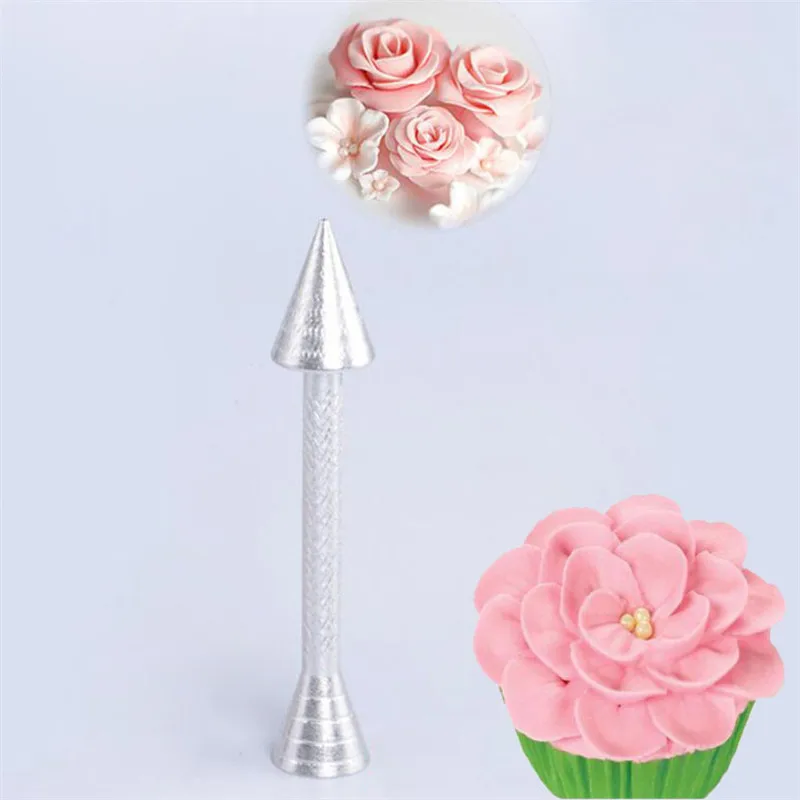 1pc Roses Flower Holder Decoration Pastry Sticks Baking Cone Cream Tools Piping Cake Aluminium Alloy Decorating Sticks Nails