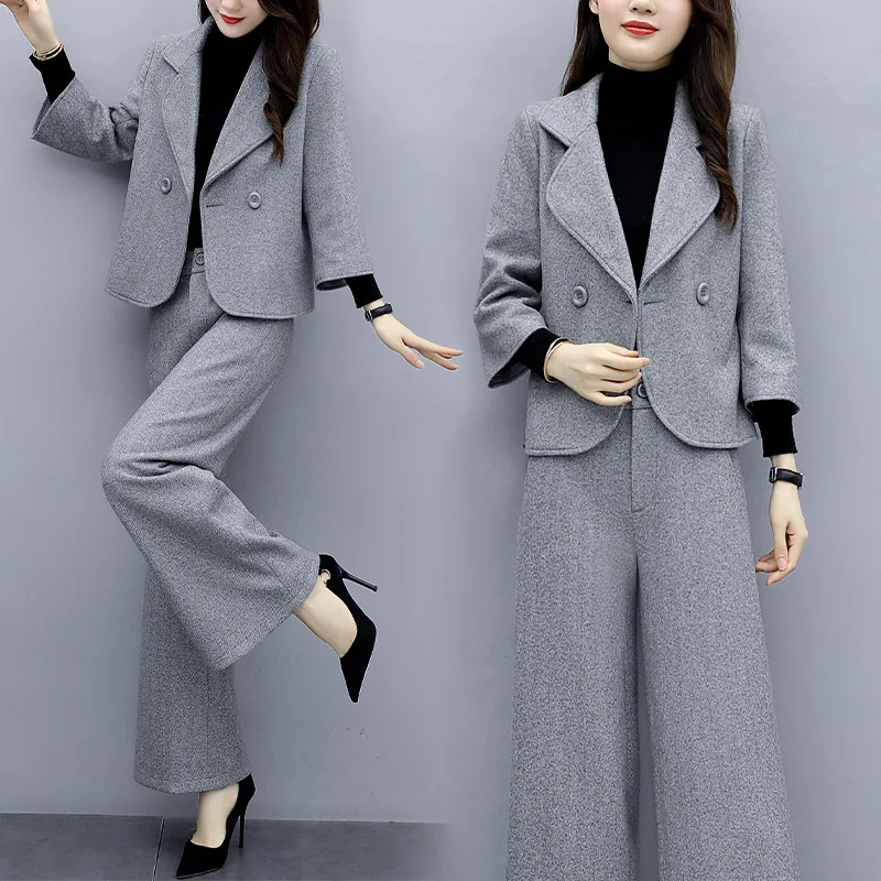 

Suit WOMEN'S Suit 2019 Early Autumn New Style Graceful Slimming Elegant Woolen Two-Piece Set Western Style by Age Trousers Fashi