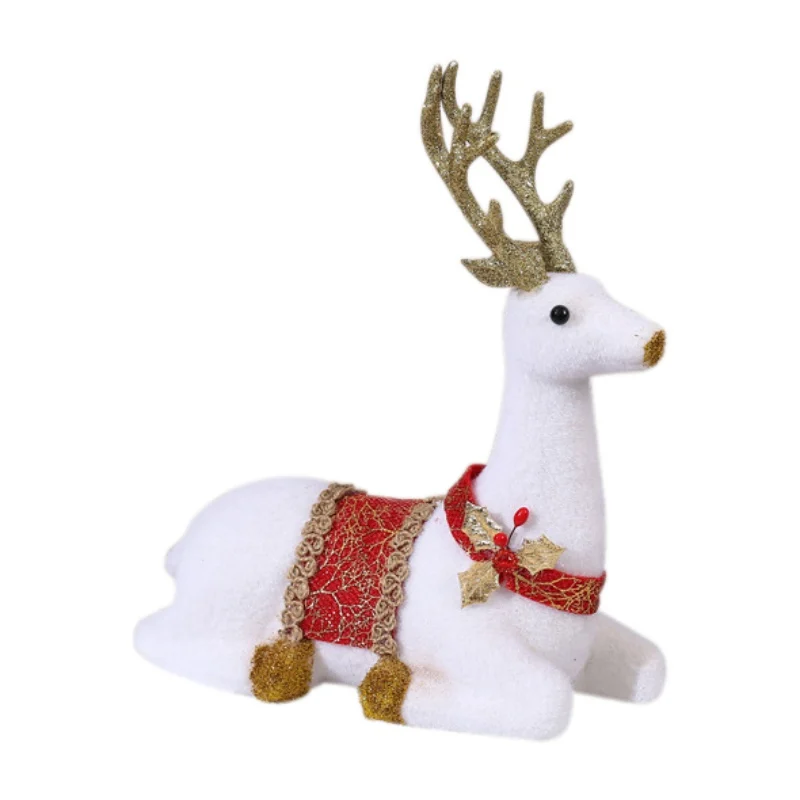Рождественский милый искусственный олень Sika, сказочный сад, фигурки из смолы для украшения дома, Рождественский орнамент - Цвет: H