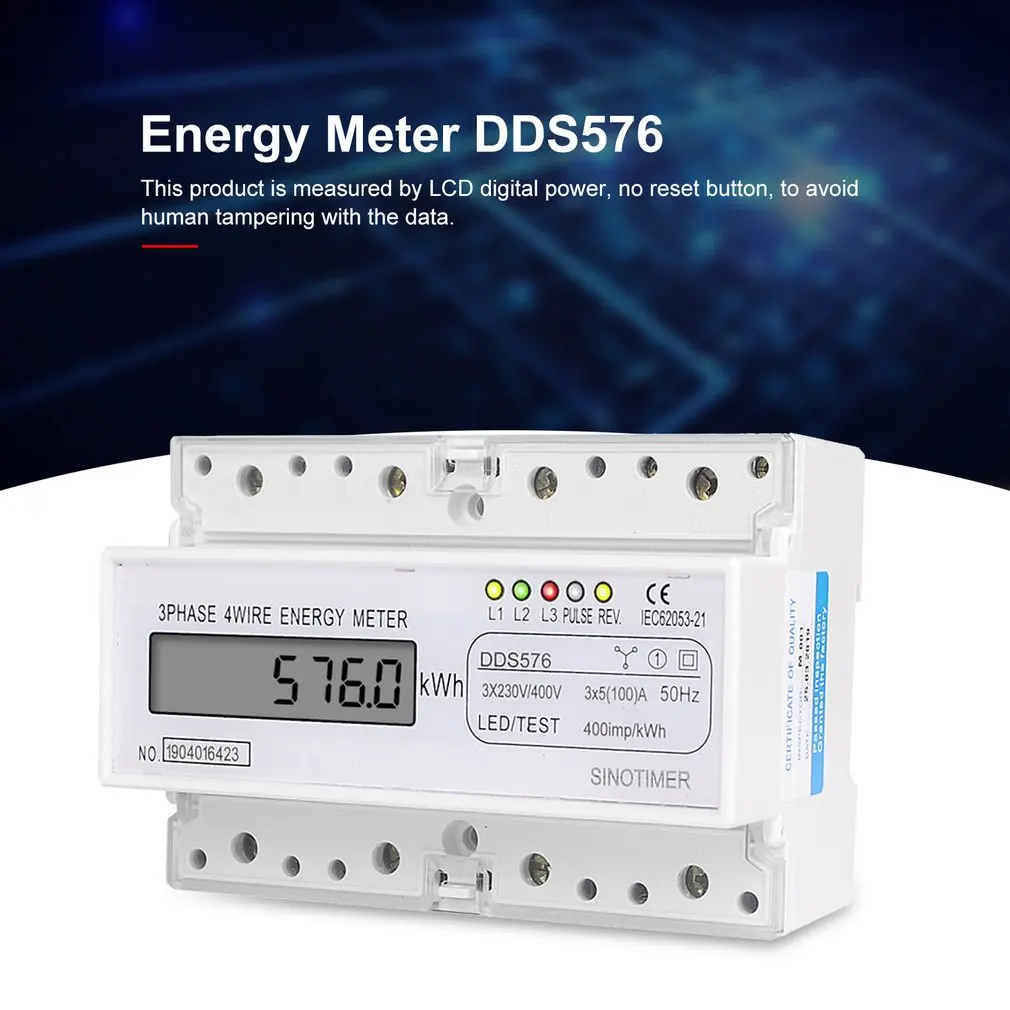 SINOTIMER DDS576 трехфазный 4 провода 7P ЖК-цифровой ваттметр энергопотребление din-рейку Электрический счетчик переменного тока 380 В