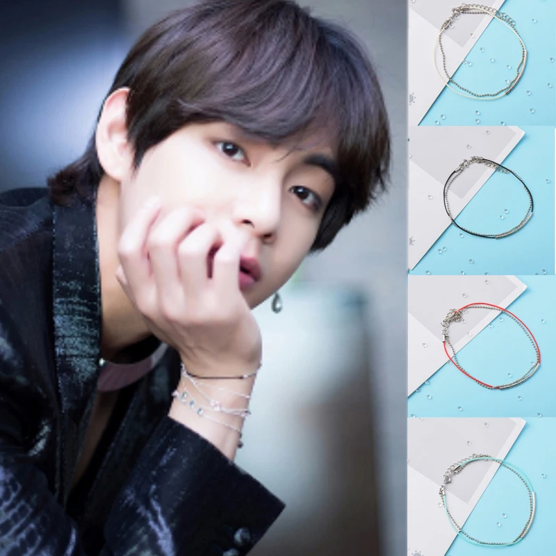 Браслет KPOP Bangtan Boys JIMIN JUNGKOOK V Link кожаный красный веревочный Шарм браслет ювелирные