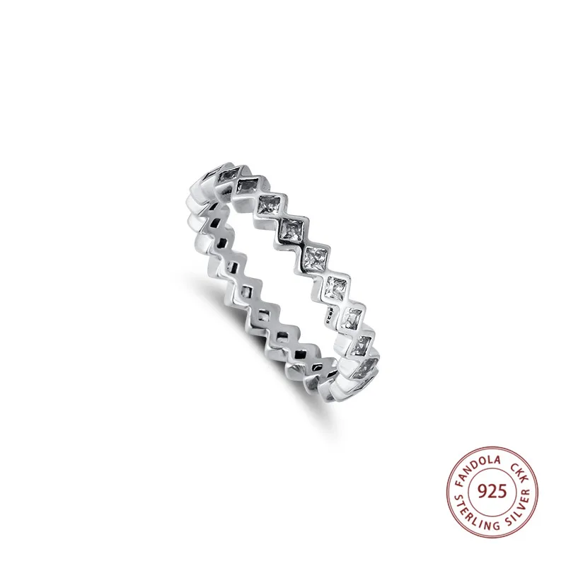 CKK Square Eternity Ring 925 Sterling Silver Wedding Original Rings for women Silver 925 Jewelry anillos mujer FLR044 (2)