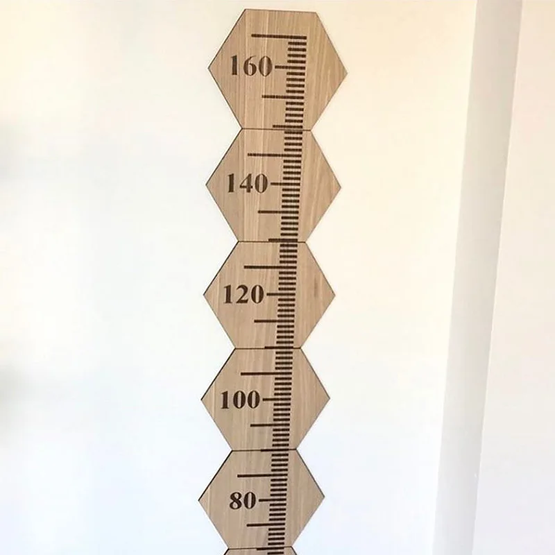 80-180CM Wooden Growth Chart Ruler for Boys Girls Kids Height Measure School Nursery Room Decorations Ruler Sticker Wall Decal