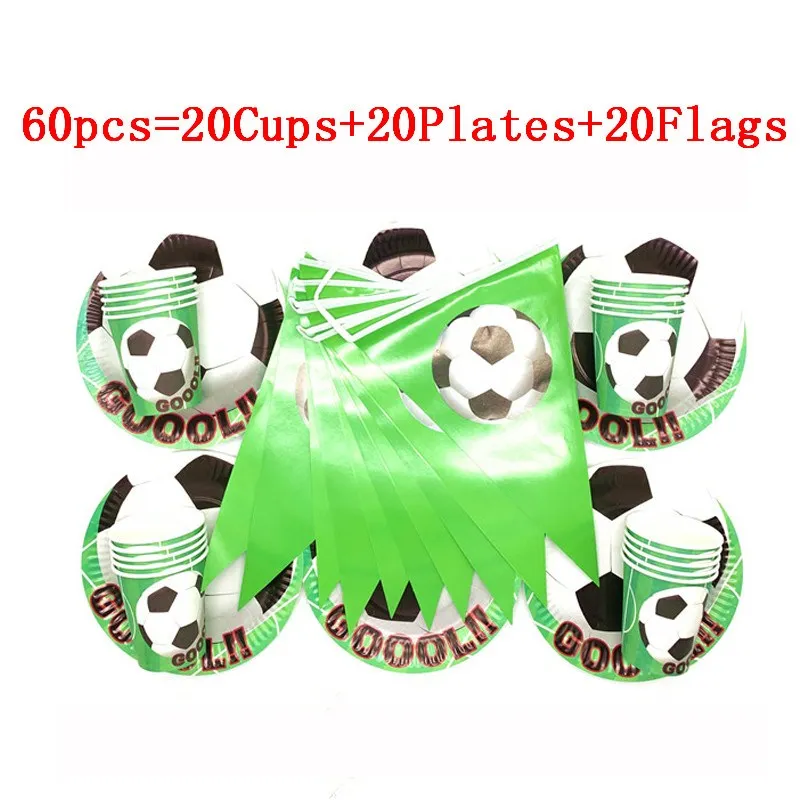 BeiPanQi 60pcs 30/60 шт футбола для маленьких мальчиков чашки+ пластины+ баннер с днем рождения для маленьких детей душ бумага вечерние украшения набор футбол тема поставок - Цвет: BeiPanQi 60pcs