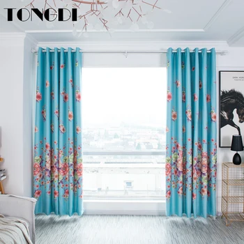 

TONGDI Printing Elegant Flowers Leaves Floral Blackout Curtains Decoration For Home Parlor Sitting Room Bedroom Living Room