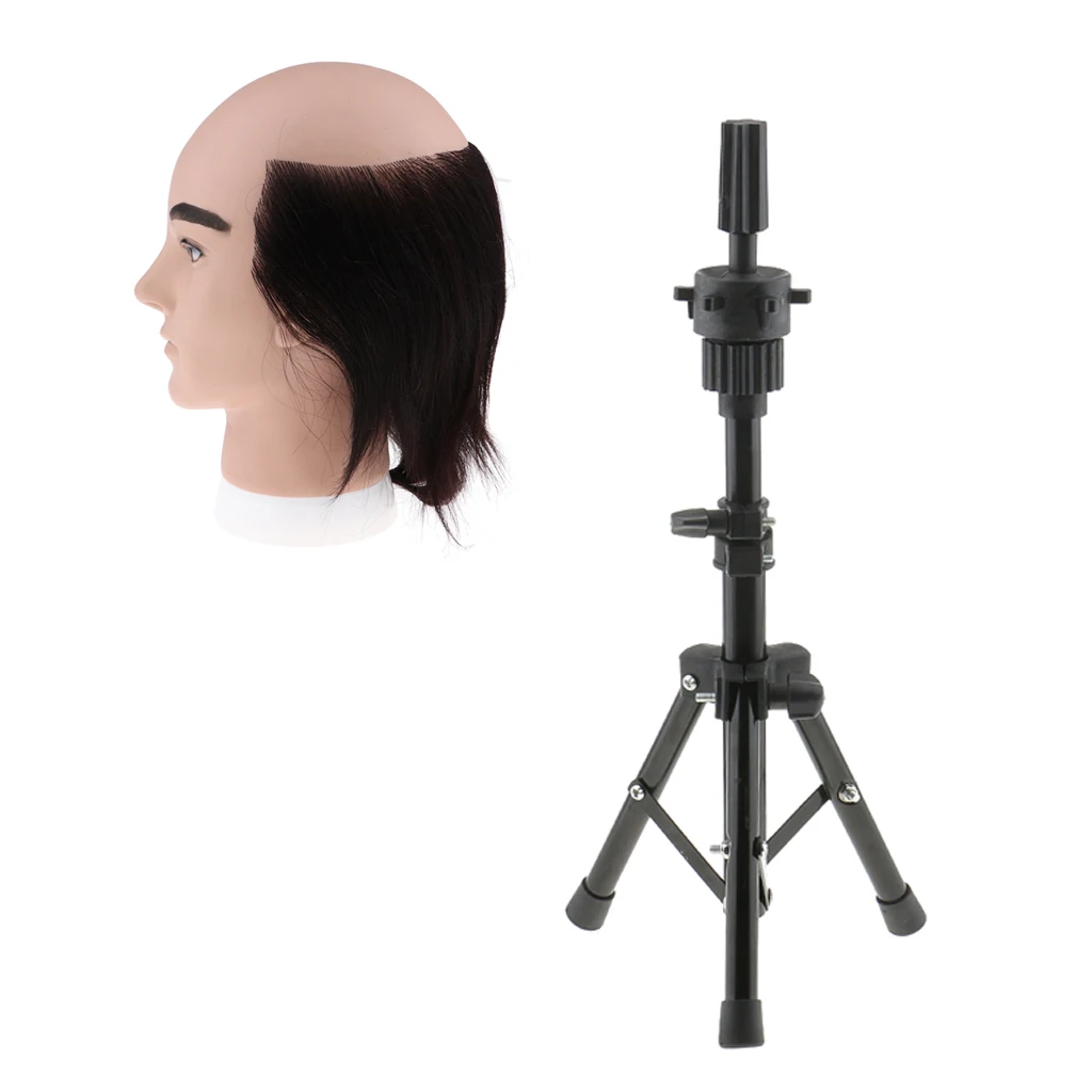 8’’ Black Mannequin Head Human Hair Hairdressing Mannikin Head+Tripod Holder 8’’ Black Mannequin Head Human Hair Hairdressing Mannikin Head+Tripod Holder