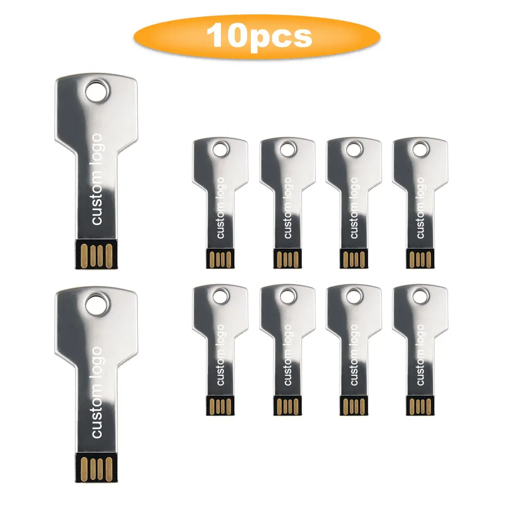 Флеш накопитель USB 2 0 металлический в форме ключа 10 шт./лот 4 ГБ 8 16 32 ГБ|USB