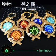 Anime Keychain Genshin Impact Element Vision God's Eye  Luminous Inazuma Accessories Bag Pendant Key Chain for Girl Gifts Kazuha