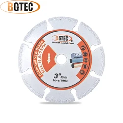 BGTEC – disque de coupe en métal, 75mm, diamant brasé sous vide, lame de roue de 3 pouces pour barre de coupe, plaque en acier inoxydable, 1 pièce 