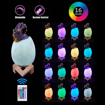 

Dinosaur Toys Egg Lamp Lights 16 Colors Dinosaur Night Light Bedside Lamps Children Kids Birthday Remote Control Novel NEW N8