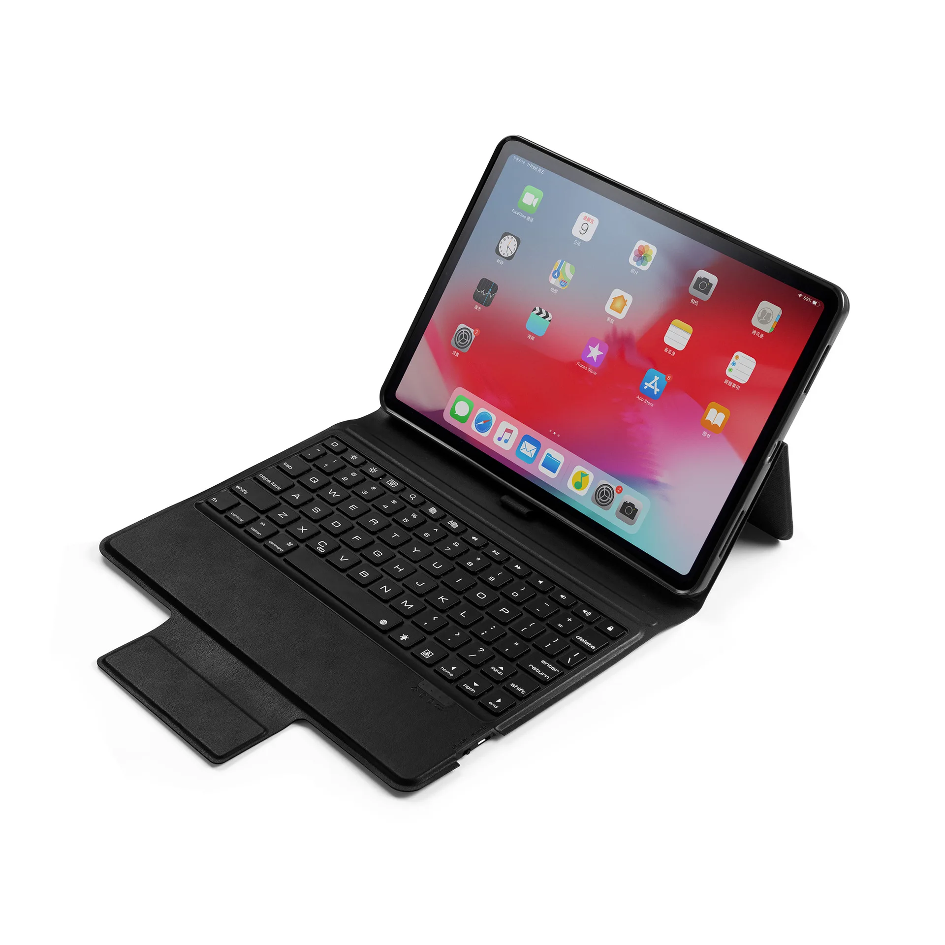 

2018 iPad Pro11-Inch Leather Case Bluetooth Keyboard Colorful Backlight Top Grade Protective Case P105S Factory