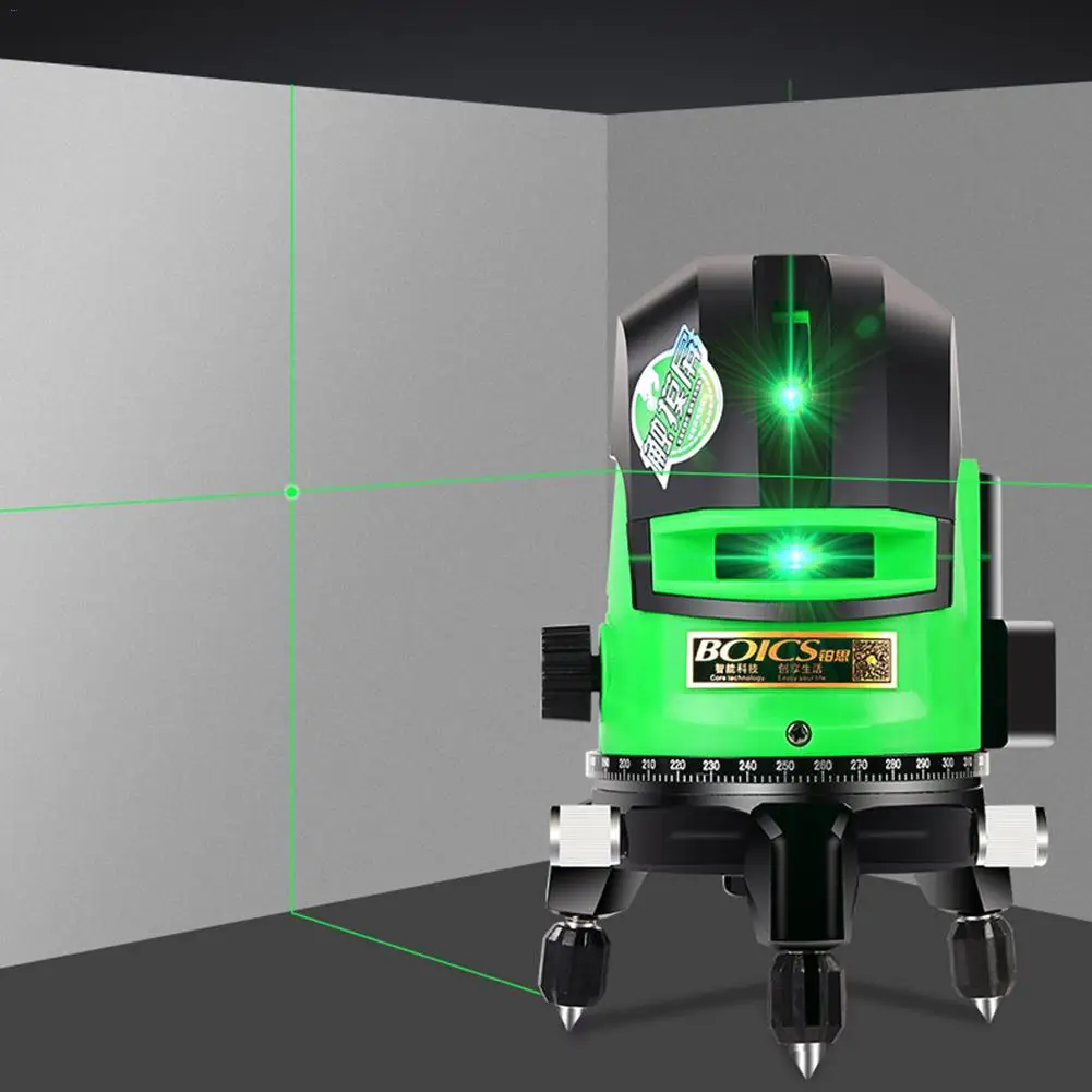 

Laser Level 3 Lines Green Light Measuring Level 5m +- 1mm Strong Light Level Aluminum+ABS Indoor/Outdoor Infrared Ray Projector
