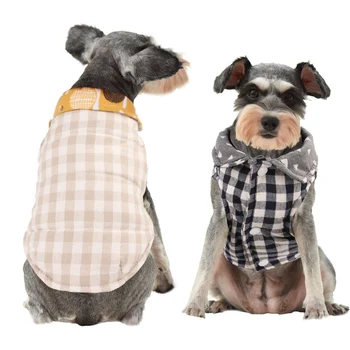 

Thickened Cotton Winter Warm Dog Vest Dog Clothes Both Sides Wear Jacket For Dog Coat Puppy Pet Clothes Plant Plaid Pattern